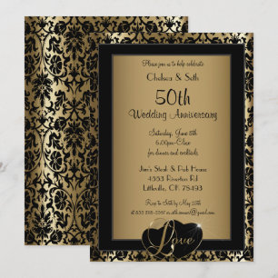 50th Golden Wedding Anniversary   Love Invitation