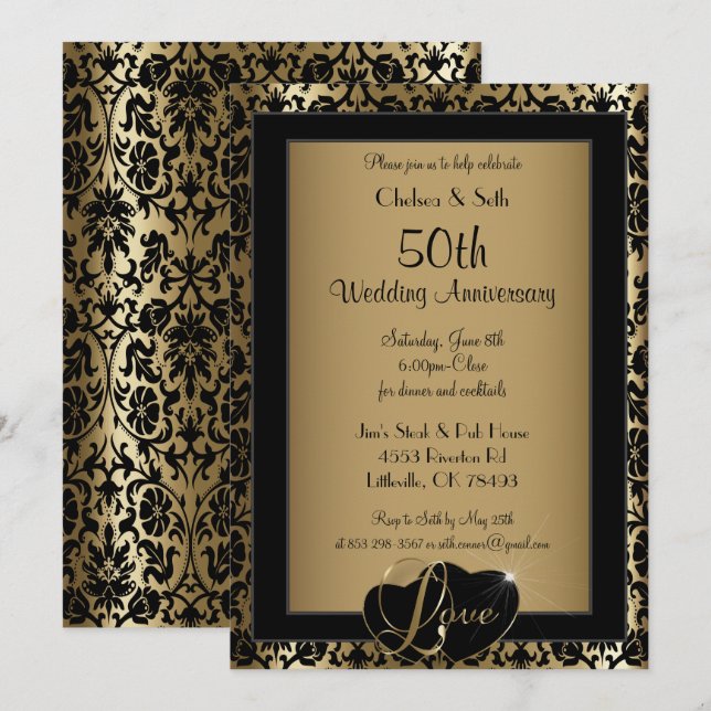 50th Golden Wedding Anniversary | Love Invitation (Front/Back)