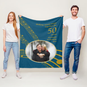 50th Golden Wedding Anniversary MAKING SWEET MUSIC Fleece Blanket