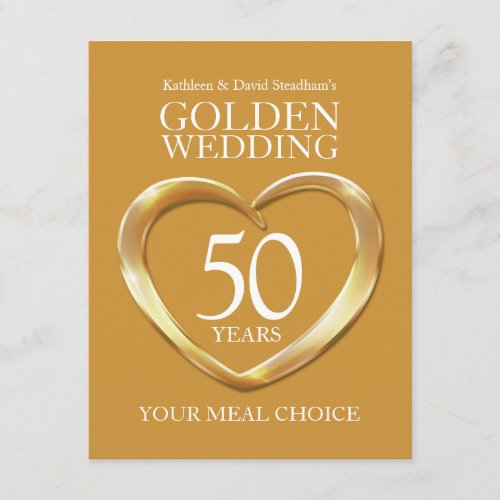 50th Golden Wedding Anniversary meal choice Enclosure Card