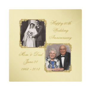 50th Golden Wedding Anniversary Metal Wall Art