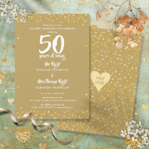 50th Golden Wedding Anniversary Mr Mrs Right Fun Invitation