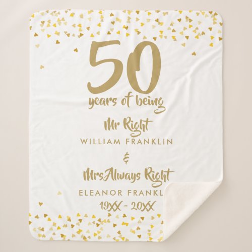 50th Golden Wedding Anniversary Mr Mrs Right Fun Sherpa Blanket