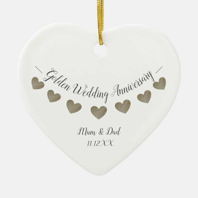 50th Golden Wedding anniversary mum and dad  Ceramic Ornament (Front)