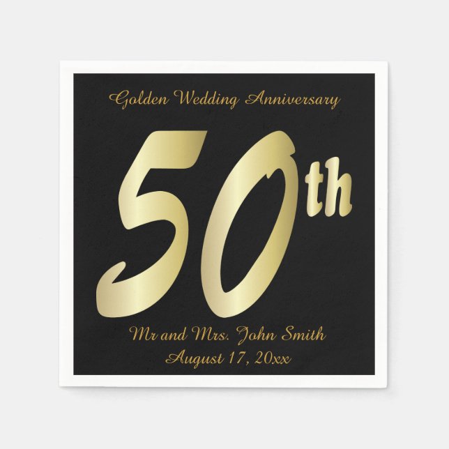 50th Golden Wedding Anniversary Napkins (Front)