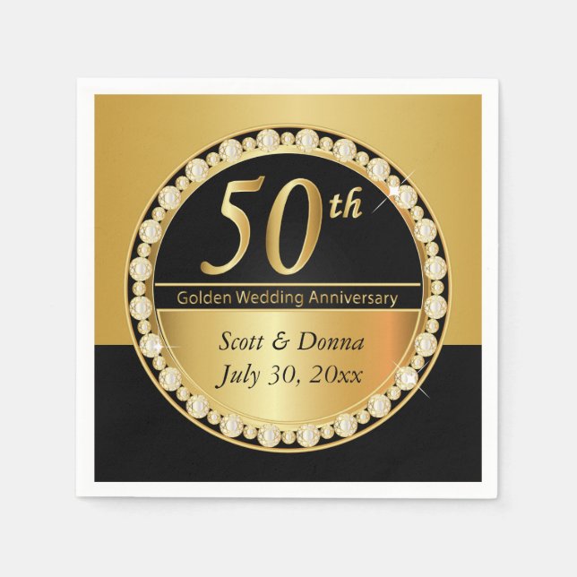 50th Golden Wedding Anniversary Napkins (Front)