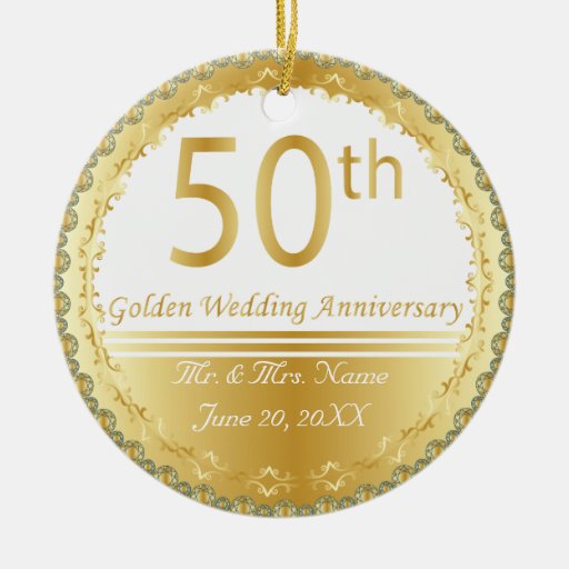 50th Golden Wedding Anniversary Ornament | Zazzle