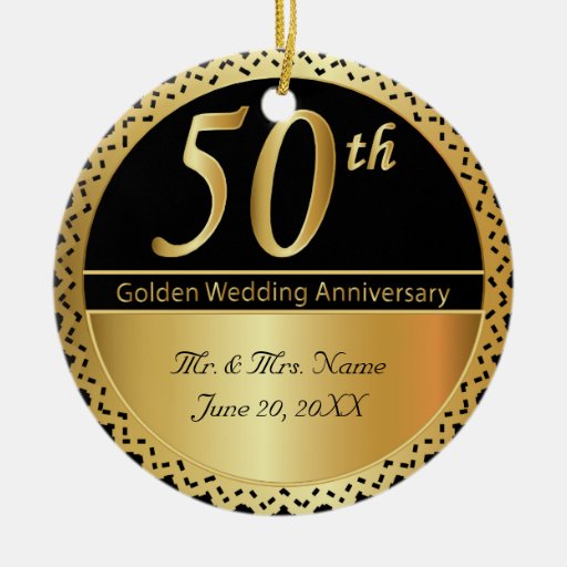 50th Golden Wedding Anniversary Ornament | Zazzle