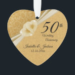 50th Golden Wedding Anniversary Ornament<br><div class="desc">⭐⭐⭐⭐⭐ 5 Star Review. 🥇AN ORIGINAL COPYRIGHT ART DESIGN by Donna Siegrist ONLY AVAILABLE ON ZAZZLE! 50th Wedding Anniversary Keepsake Design Ornament. This beautiful ornament will be a hit with that special couple or person(s). It would also work well for any other event or occasion such as an engagement, wedding,...</div>