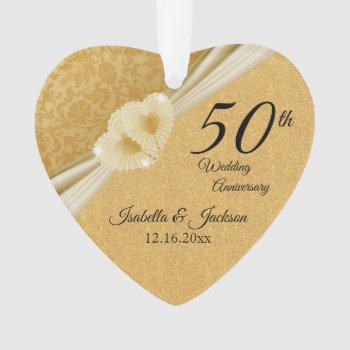 50th Golden Wedding Anniversary Ornament by DesignsbyDonnaSiggy at Zazzle
