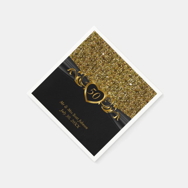 50th Golden Wedding Anniversary Paper Napkins (Corner)