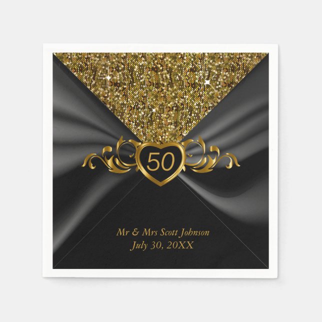 50th Golden Wedding Anniversary Paper Napkins (Front)