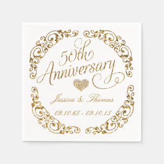 50th Golden Wedding Anniversary Paper Napkins