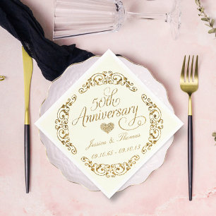 50th Golden Wedding Anniversary Paper Napkins