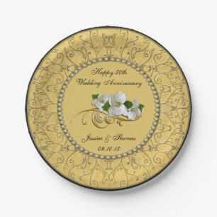 50th Golden Wedding Anniversary Paper Plate