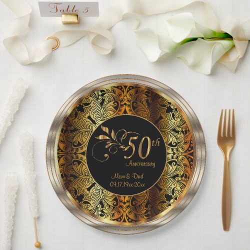50th Golden Wedding  Anniversary  Paper Plates