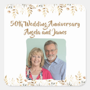 50th Golden Wedding Anniversary Party Celebration  Square Sticker