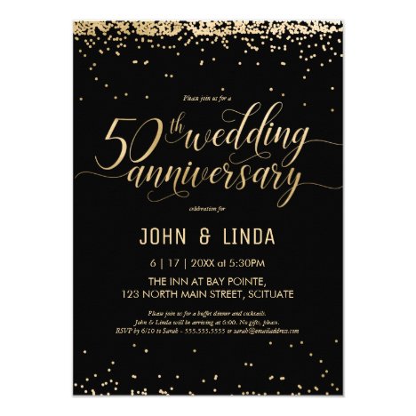 50th Golden Wedding Anniversary Party Invitation