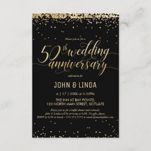 10 Personalised 50th Golden Wedding Anniversary Invitations Invites N22