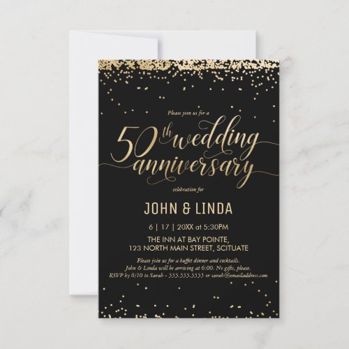 50th Golden Wedding Anniversary Party Invitation