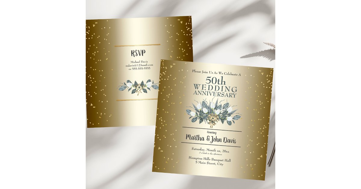 50th Golden Wedding Anniversary Party Invitation | Zazzle