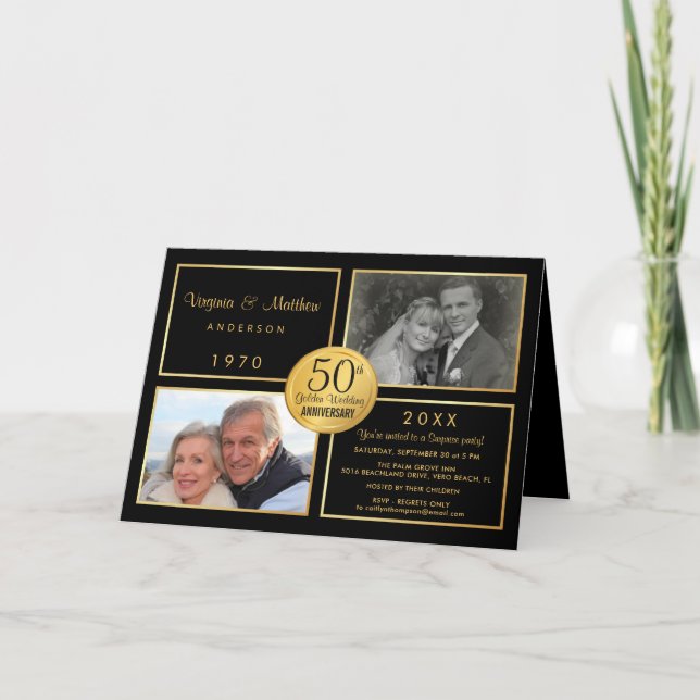 50th Golden Wedding Anniversary Party Invite (Front)
