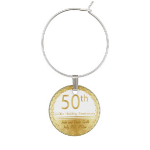 50th Golden Wedding Anniversary Personalize Wine Charm