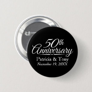50th Golden Wedding Anniversary Personalized Button