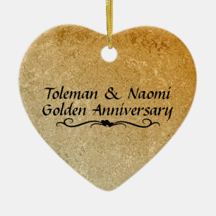50th Golden Wedding Anniversary Personalized Ceramic Ornament