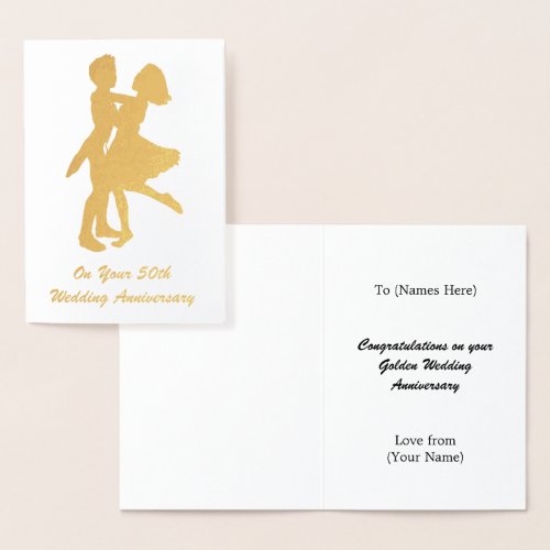 50th Golden Wedding Anniversary _ Personalized Foil Card