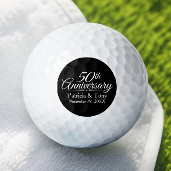 50th Golden Wedding Anniversary Personalized Golf Balls by JustWeddings at Zazzle