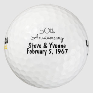 50th Golden Wedding Anniversary Personalized Golf Golf Balls