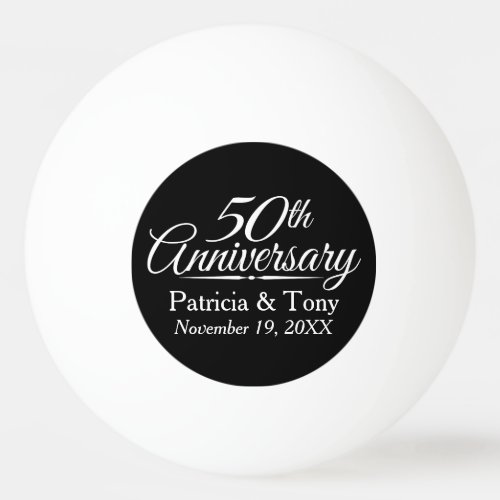 50th Golden Wedding Anniversary Personalized Ping Pong Ball