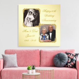 50th Golden Wedding Anniversary Photo Canvas Print