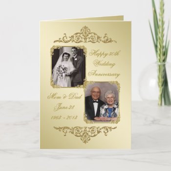 50th Golden Wedding Anniversary Photo Card by CreativeCardDesign at Zazzle