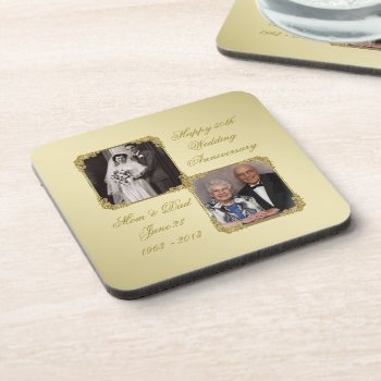 50th Golden Wedding Anniversary Photo Coaster by Digitalbcon at Zazzle