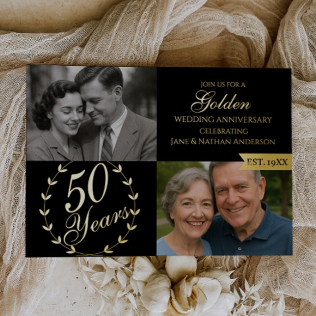 50th Golden Wedding Anniversary Photo Foil Invitation (Creator Uploaded)
