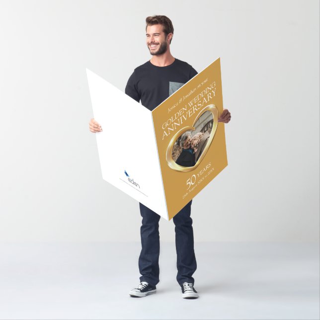 50th Golden wedding anniversary photo heart Card (In Situ)