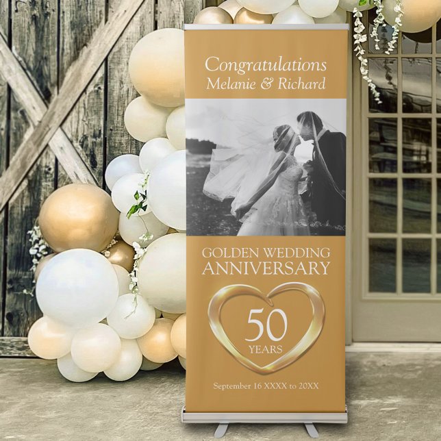 50th golden wedding anniversary photo heart retractable banner (Creator Uploaded)