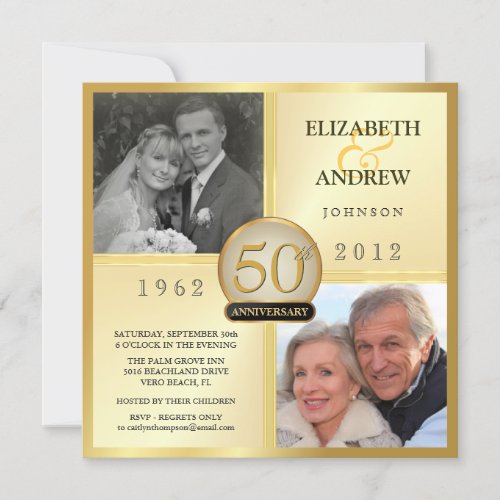 50th Golden Wedding Anniversary Photo Invitations