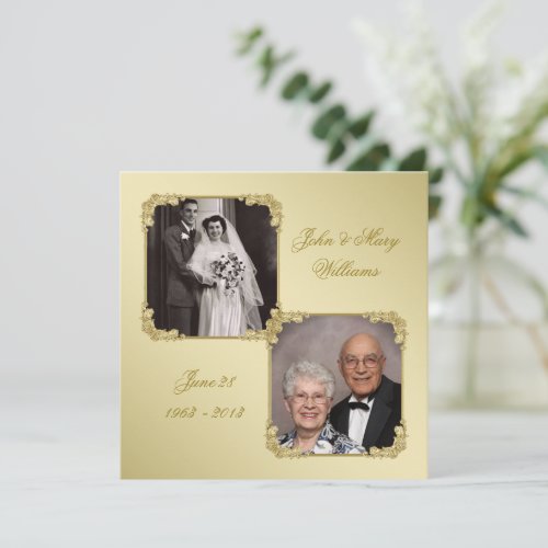 50th Wedding Anniversary Photo Invitation Card