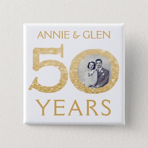 50th Golden Wedding Anniversary Photo Keepsake Button