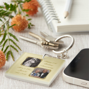 50th Golden Wedding Anniversary Photo Key Chain