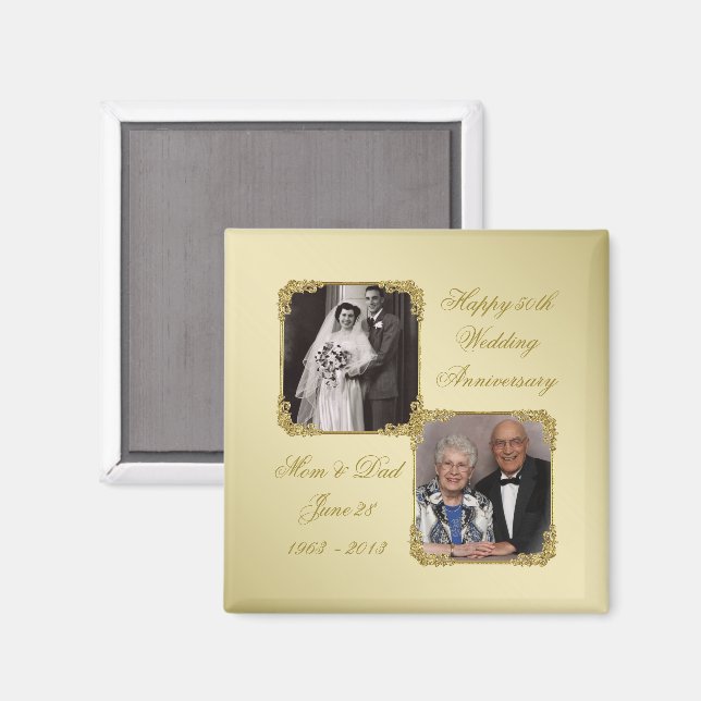 50th Golden Wedding Anniversary Photo Magnet (Front/Back)