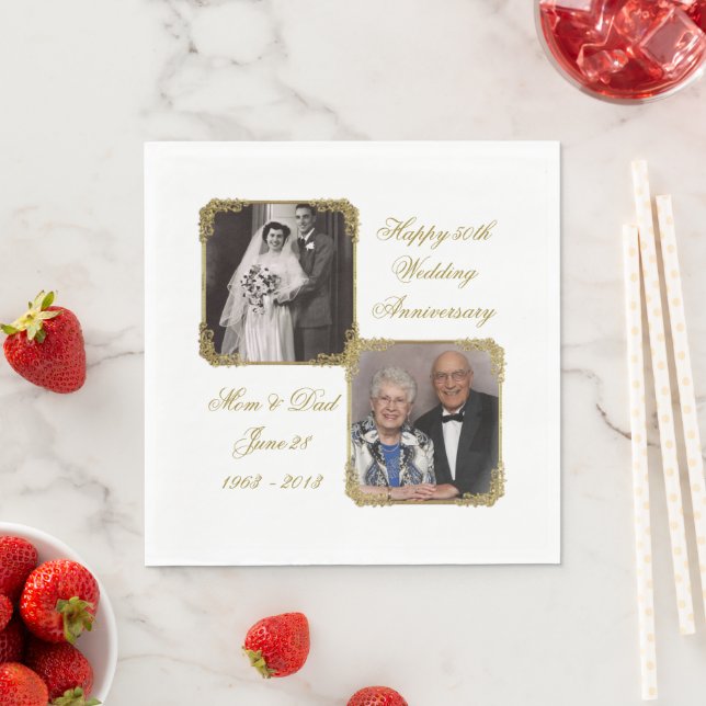 50th Golden Wedding Anniversary Photo Napkins (Insitu)