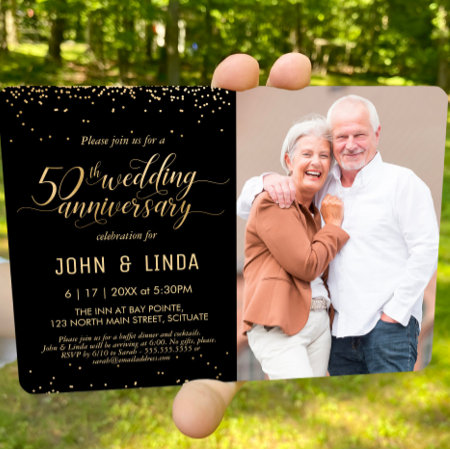 50th Golden Wedding Anniversary Photo Party Invite