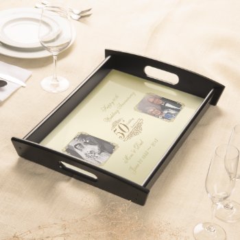50th Golden Wedding Anniversary Photo Serving Tray by Digitalbcon at Zazzle