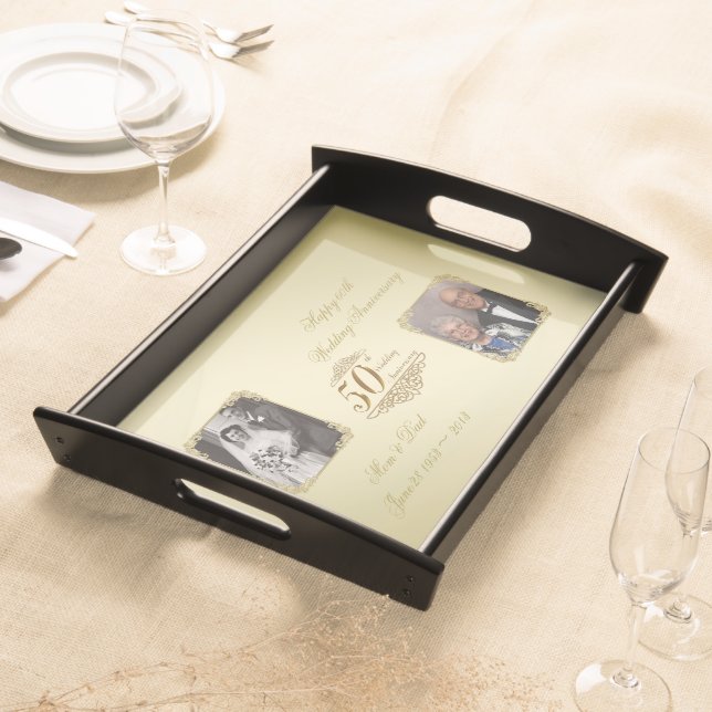50th Golden Wedding Anniversary Photo Serving Tray (Front)