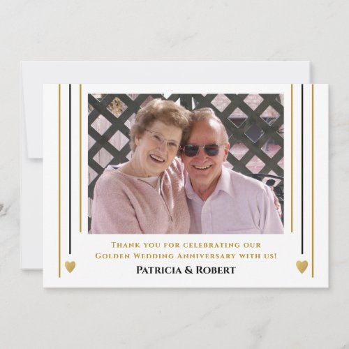  50th Golden Wedding Anniversary Photo   Thank You Card