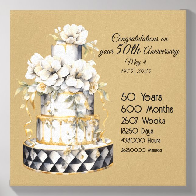 50th Golden Wedding Anniversary Photo Tile (Front Set)